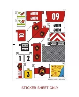 LEGO 60110 - Town: City: Fire - Fire Station - STICKER SHEET • $126.37