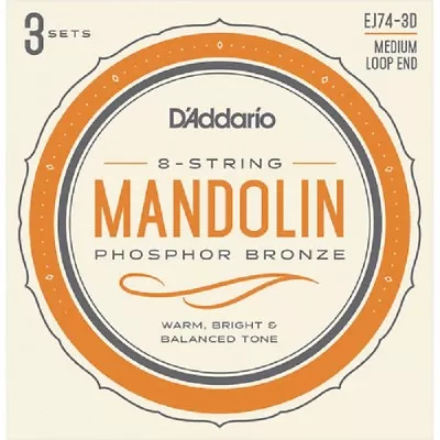 3 Sets D'Addario EJ74 Mandolin Strings Phosphor Bronze Medium 11-40 EJ74-3D • $22.99