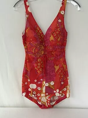 Vintage Cole Of California Baths Unit Red/ Orange Floral Print Women • $30