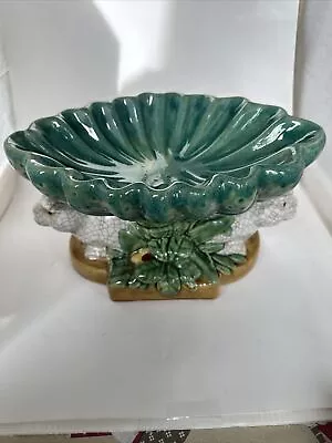 Vintage Majolica Like Rabbit Pedestal Compote Centerpiece Easter • $75