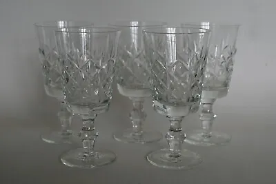 Set Of 5 Possibly Edinburgh Crystal - Unusual Cut Wine Goblets / Glasses • £27.95