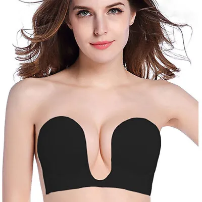 Silicone Adhesive Stick On Push Up Gel Strapless Invisible Bra Backless Deep V • £11.99