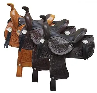 Western Horse Miniature Leather Saddle 5  Seat Decoration Novelty Color Choice • $28.80