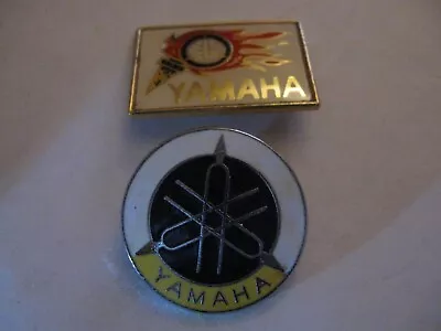 (jr) 2 Rare Old Yamaha Motor Cycles Enamel Brooch Pin Badges • £5