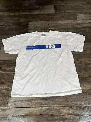 Vintage Nike T Shirt Mens Large White Spell Out  Gray Tag B4 • $14.96