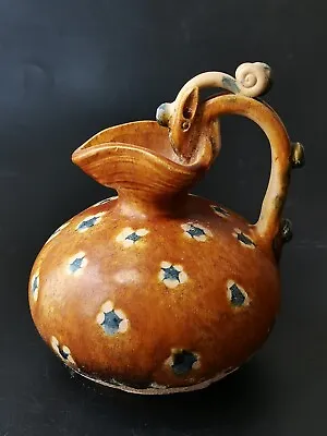 China Sancai Pot Jar Dragon Handle Tri-color Glaze Water Vessel Dragon Head Pot • $198