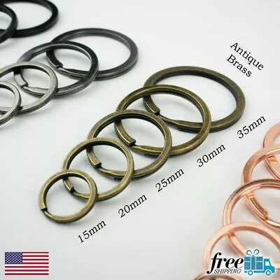 Split Ring Flat Surface Key Rings Double Loop Keychain Metal Plating • $8