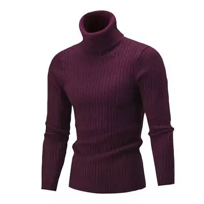 Slim-fit Men's Knitted Turtleneck Solid Color Sweater • $49.11