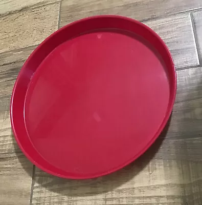 Vintage RED  Round Midland Mfg Made In USA Serving Tray 16” Hard Plastic • $9.99