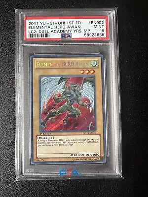 Yugioh Elemental Hero Avian - LCGX-EN002 - Secret Rare - 1st Edition - PSA 9 • £9.99