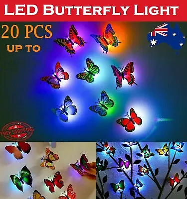 NEW 3D Butterfly LED Night Light Art Decal Wall Sticker Home Mural Room Decor AU • $13.49