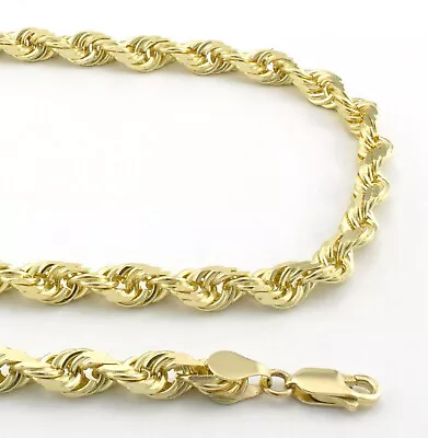 14k Yellow Solid Gold 6mm Mens Diamond Cut Rope Chain Necklace Italian Made 22  • $3294