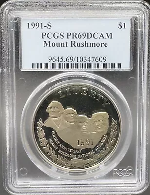 1991-S Mount Rushmore Commemorative Proof Silver Dollar PCGS PR69DCAM • $40