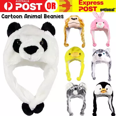 Warm Animal Beanie Winter Plush Snow Hat Adults Kids Costume Dress Up Accessory • $11.95