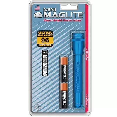 Maglite M2A116 Blue Mini-Mag 2-AA Cell 5.75  Xenon Flashlight Batteries Included • $19.68