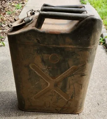 Vintage USA Green Metal Gas Jerry Can Army Military US Jeep  1951 • $49.95