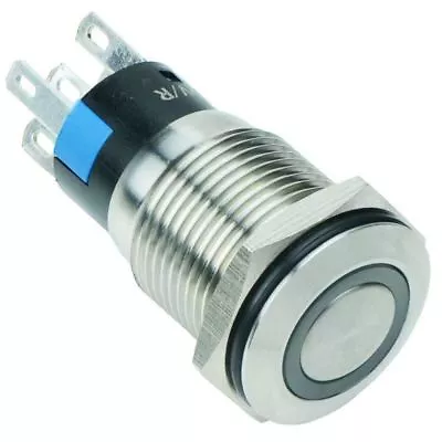 On-On Latching 16mm Metal Vandal Resistant LED Push Button Switch 3A • £7.99