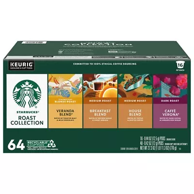 Starbucks Classic Roasts K-Cup Variety Pack (64 Count) Dec2024 • $36.99