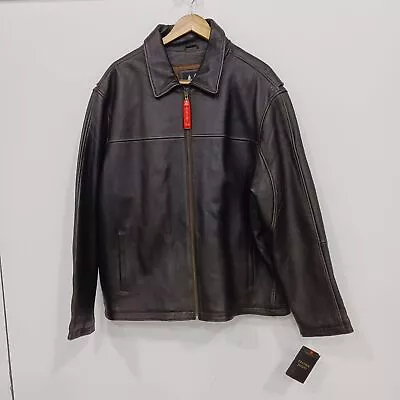 Men's Brown Member's Mark Leather Jacket Size XL • $9.99