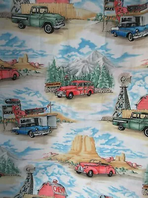 CONCORD CHEVROLET  Car &Truck Scenic  Print Cotton  Fabric  RARE  1999  18  X44 • $8.44