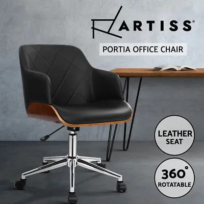 Artiss Wooden Office Chair Computer Desk Chairs Bentwood Fabric Seat Black • $129.95