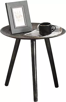 Round Side Table Small End Table Antique Coffee Tables 3 Legged Bedside Table • $67.38