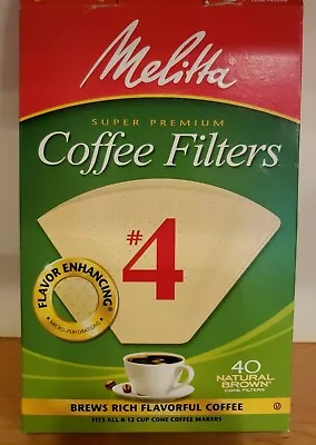 624412 - Melitta Super Premium Natural Brown Coffee Filters #4 Cone 38 Count • $1