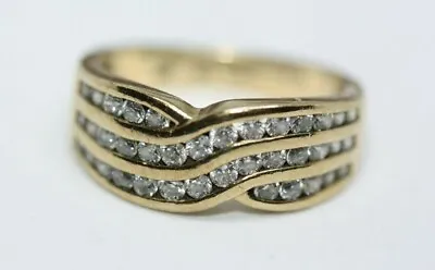 Vintage Women's 9K Solid Gold Radiant Diamonelle Channel Half Eternity Ring Sz 5 • $199.98