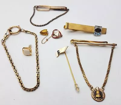 Lot Of Assorted Yellow Goldfilled Men's Accessories Tie Bars Stick Pins • $18.50