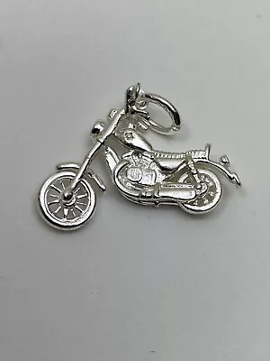 Silver Motorcycle Cruiser Articulated Wheels Chain Pendant Charm • $10