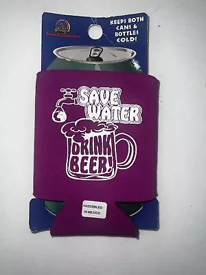 Vtg Purple Save Water Drink Beer Recycle Funny Foam Can Koozie NOS • $14.98