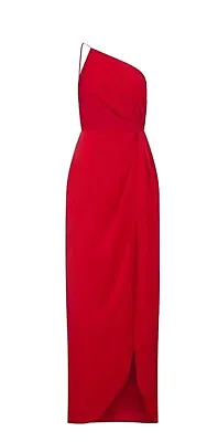 NWT Aidan Mattox Red Long Evening Dress One Shoulder Strap Size 12 MSRP $220 • $115