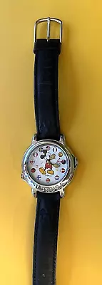 Vintage Disney Mickey Mouse  Its A Small World  Silvertone Lorus Musical Watch • $18.95