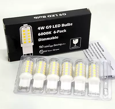6 Pack G9 LED Bulb Dimmable Daylight White 6000K 40W T4 Halogen Equivalent • $13.95