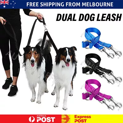 $6.68 • Buy 2 Way Double Dual Dog Leash Lead Walk 2 Dogs With One Lead Coupler Nylon Harness