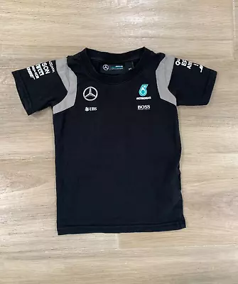 Formula One Mercedes Kids Driver T-Shirt Size XS Youth Black AM Petronas Logo • $9.95