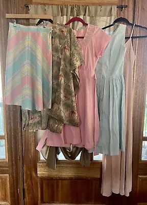 Vintage Women’s Clothing Lot Of 5 Dress Pastel Pink 1960s 70s Fit And Flare • $68.33