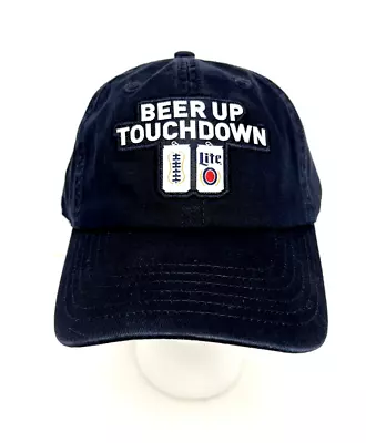 Miller Lite Beer Up Touchdown Baseball Cap Hat NFL Navy Adjustable • $11.85