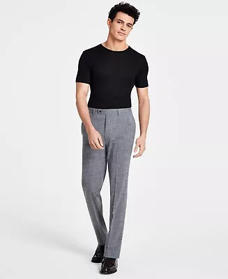 Calvin Klein Mens Slim Fit Plaid Dress Pants Gray 42 X 30 • $13.50