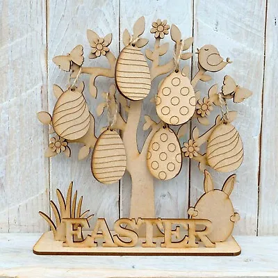Wooden MDF Easter Tree With Decorations Easter Eggs Easter Display Freestanding • £7.45