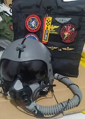 Top Gun Maverick Plain Grey Fighter Pilot Helmet With Oxygen Mask (replica)+bag  • $800