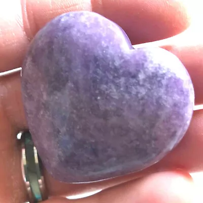 Lepidolite Heart Palm Stone Rock Purple Crystal Healing Reiki Polished Worry Sto • $14.99