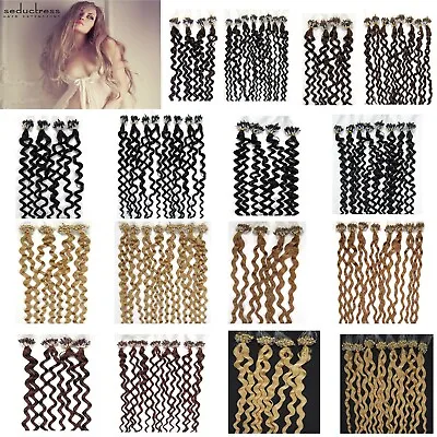 Micro Ring Loop Hair Extensions Micro Beads Link Remy Human Hair Curly Hair 20in • $38