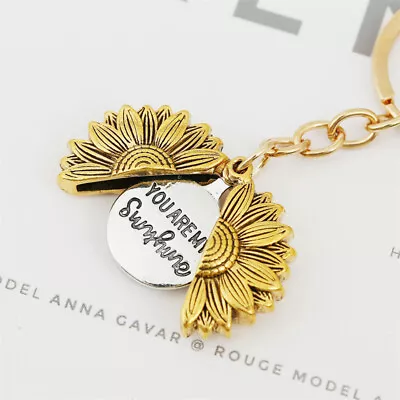 Sunflower You Are My Sunshine Open Locket Pendant Necklace Sweater Chain Women • $10.90