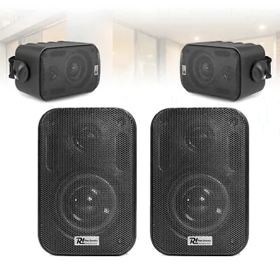4x Black 3  Speakers Weatherproof Outdoor Garden Terrace Shop Installation 100V • £86.99