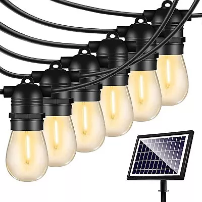 30FT Solar String Lights Outdoor Shatterproof Vintage Edison Bulbs 4 Light Mode • $39.99