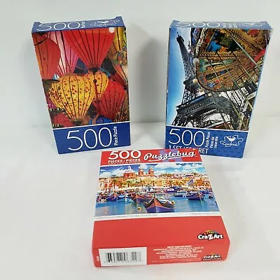 3 Jigsaw Puzzles Cardinal Eiffel Tower Paper Lanterns Malta New 500 Piece • $12