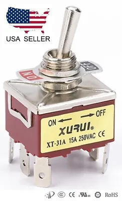 $6.95 • Buy Heavy Duty 3pst On-off Toggle Switch 20a 125v, 15a 250v Spade Terminals (31a)