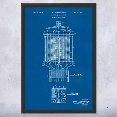 Framed Farnsworth Vacuum Tube Wall Art Print Engineer Gifts Vacuum Tube Art • $189.95