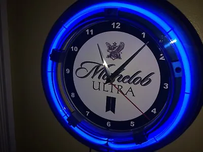 Michelob Ultra Beer Bar Man Cave Advertising Neon Wall Clock Sign • $99.99